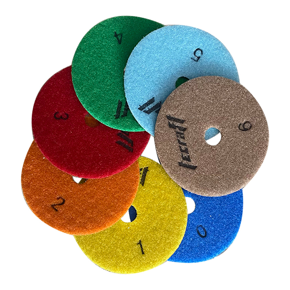 Disponible etiqueta cien Set de discos para pulir mármol 7pzas Tecraft Industry – Ferretería Suprema  del Valle
