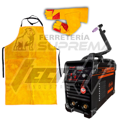 SOLDADOR INVERSOR 180AH 110/220 + ANTORCHA TIG LIFT + DELANTAL DE CARNAZA + GUANTES LARGOS DE CARNAZA